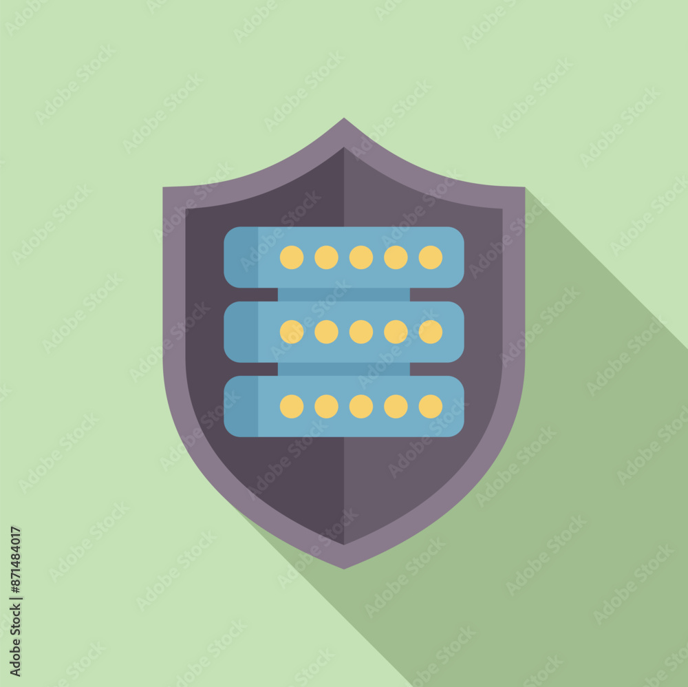 Poster shield is protecting a server, representing the concept of data protection and security in the digit