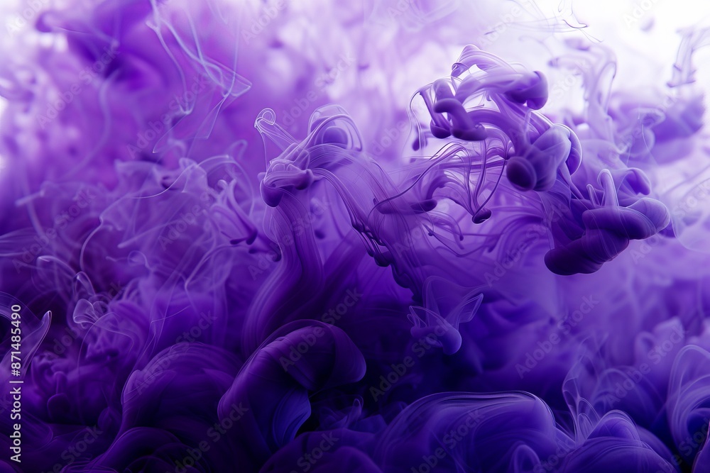 Aufkleber closeup photo of purple ink dissolving in water, creating an abstract and mesmerizing pattern