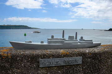 model of Royal Nay Ship HMS York 90 which sunk in 1941 along Rusty Anchor sea wall in west hoe...
