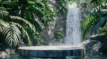 Tropical Waterfall Podium for Product Display