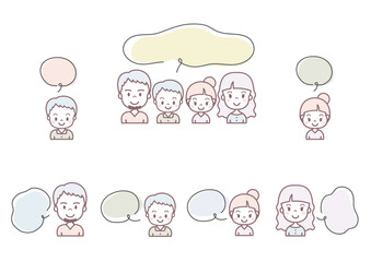 ファミリー　くすみカラーの吹き出し