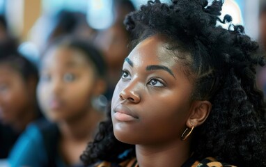 Fototapeta premium Contemplative Young Woman in a Crowd