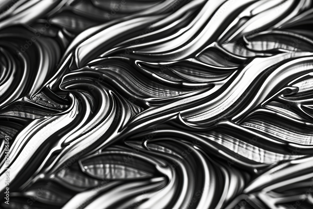 Poster a close-up, macro photograph showcasing a seamless pattern of bold black and white brush strokes. th