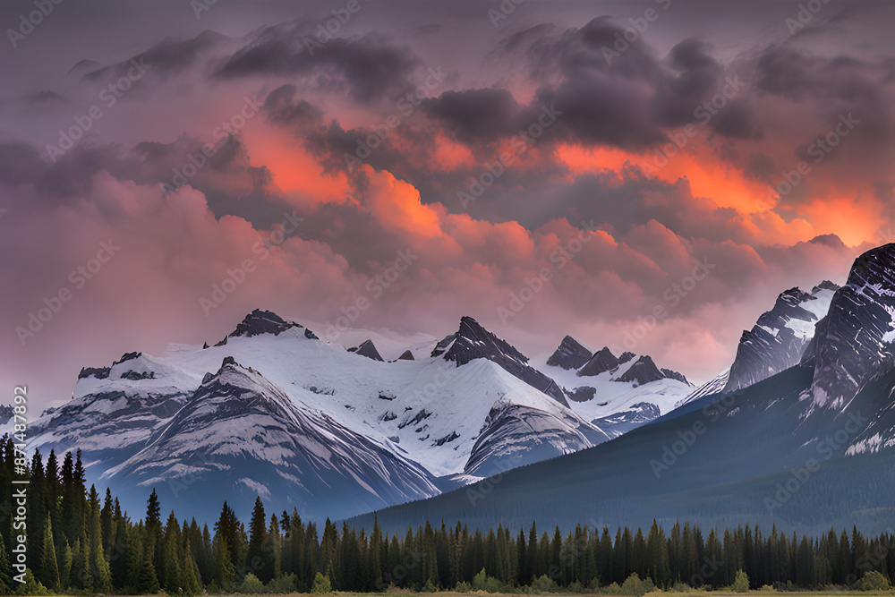 Sticker Towering peaks sculpted by glaciers, the Canadian Rockies are a haven for diverse wildlife. Lush forests climb to vibrant meadows, all protected in a UNESCO World Heritage Site.