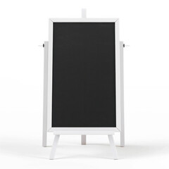 Obraz premium A black chalkboard is on a white background. The chalkboard is empty and has a wooden frame