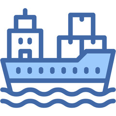 Vector Icon Cargo Boat, Logistics, Delivery, Cargo Ship, Shipment, Transport