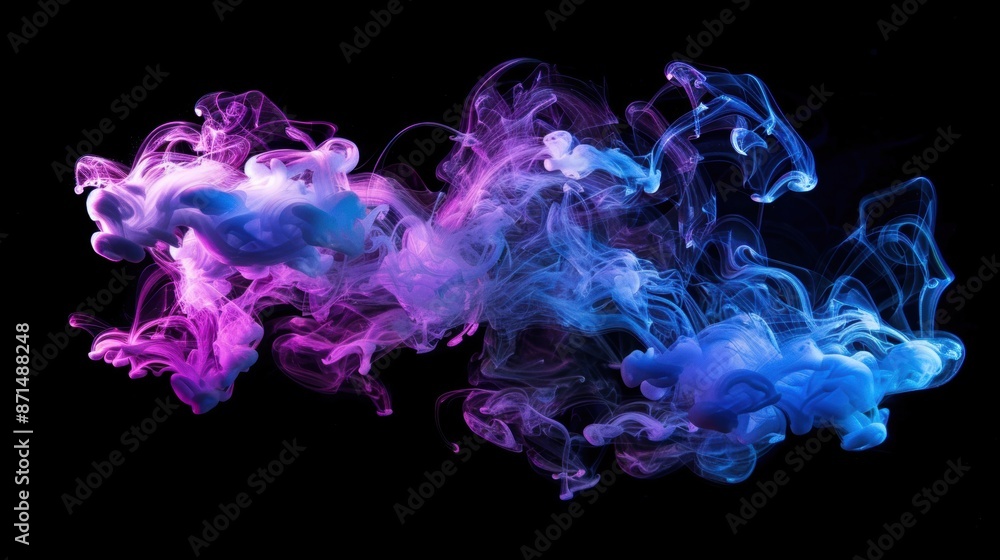 Aufkleber abstract image of purple and blue ink swirls against a black background, creating a mesmerizing and 