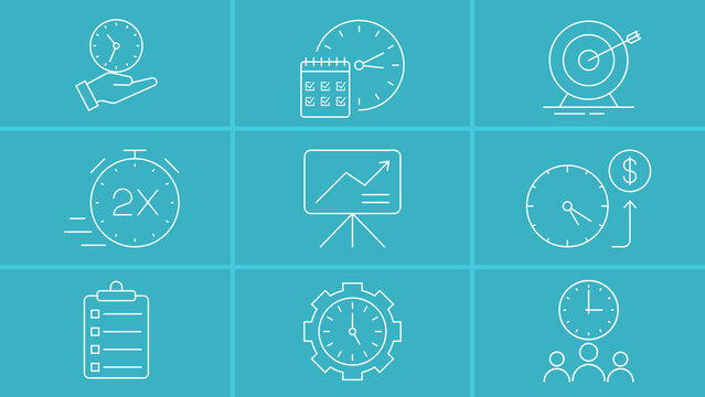 Time Management Line Icons