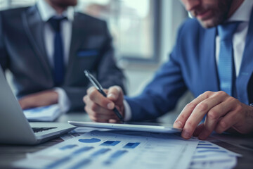 Two business men communicating in the office