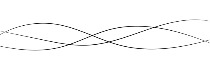 Abstract Wavy Line. Wavy line horizontal divider outline minimalist art. Thin line wavy abstract vector background. Curve wave seamless pattern. Line art striped graphic template. On white background.