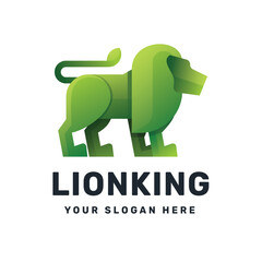 Lion logo icon design vector illustration, gradient colorful style logo for company