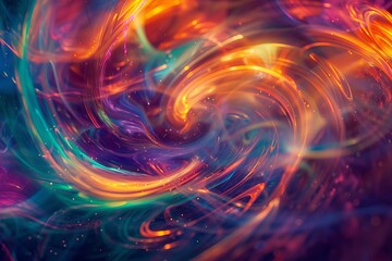 An abstract stock image depicting vibrant energy patterns that resemble swirling galaxies and cosmic energies