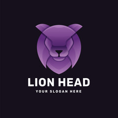 Lion head logo icon design vector illustration, gradient colorful style logo for company