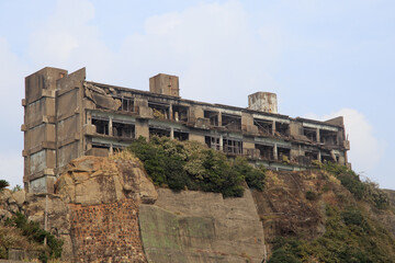 世界遺産　軍艦島、3号棟　職員住宅（長崎県、端島）2016.02