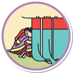 ステッカー風の円形シンプル百人一首　祐子内親王家紀伊