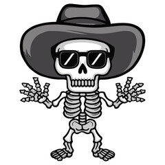 Pirate Skull Illustration with Sword, Hat, and Zombie Cowboy Fun