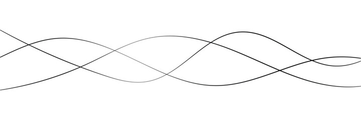 Thin line wavy abstract vector background. Curve wave seamless pattern. Line art striped graphic template. Vector illustration on white background in eps 10.