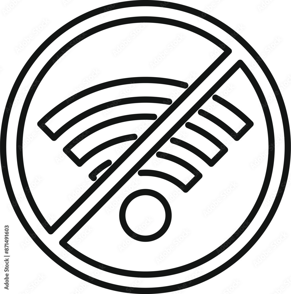 Poster simple line icon representing the lack of internet access