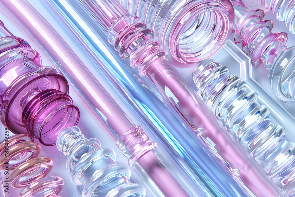Poster colorful abstract tubes and wires in a neon lit setting creating a futuristic and vibrant visual exp