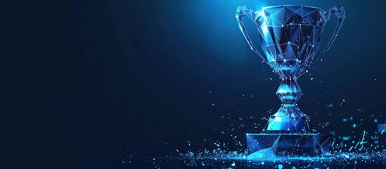 Abstract Blue Trophy Award on Blue Background