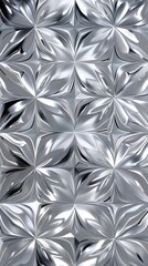Fototapeta premium Abstract Silver Wallpaper With Flower-Shaped Patterns
