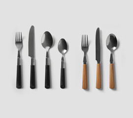 fork and knife spoon silver wood