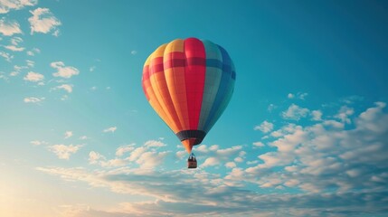 Fototapeta premium A hot air balloon is flying high in the sky