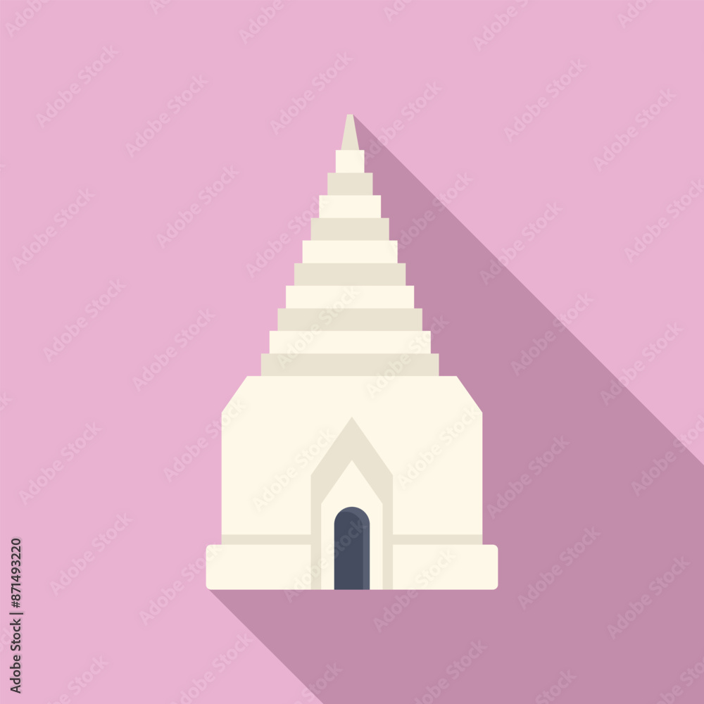 Wall mural Simple flat design icon of a white pagoda, a tiered tower typical of buddhist temples in asia