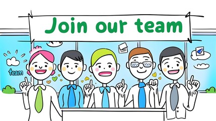 Hands Holding Recruitment Banner in Bright Modern Office Background