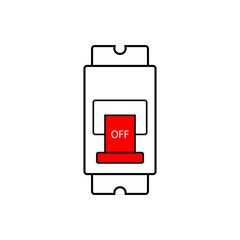 Circuit Breaker Icon. Switch, Electrical Element Symbol. On Position. 