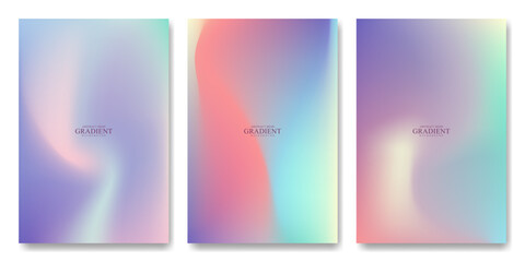Collection abstract blurred gradient mesh. Colorful bright color blend liquid background. Modern design template for card, banner, poster, social media, promotion background
