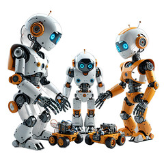 Collaborative Innovation Cute 3D Characters Teaming Up on a Robotics Project, Assembling and Programming Robots Together