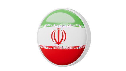 Iran, iranian Circle flag icon . Transparent backgound. 3d rendered with alpha channel. Round shape. 	