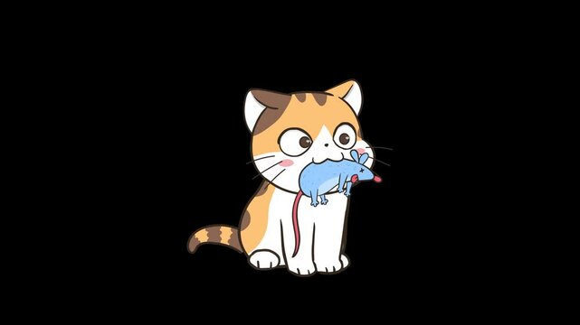 Animated Cat Catching a Mouse