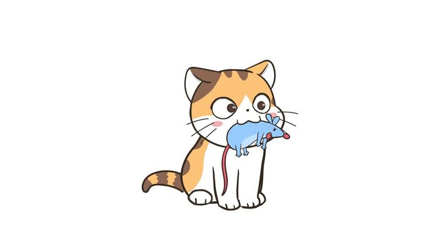 Animated Cat Catching a Mouse