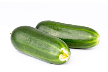 green cucumbers isolated white background. Reference for design.