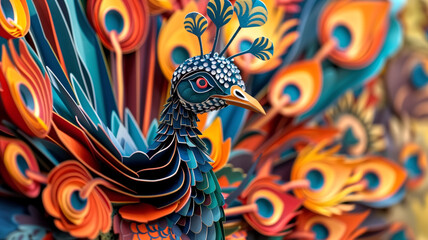 Obraz premium Papercraft art stock image of a detailed paper sculpture of a Pe