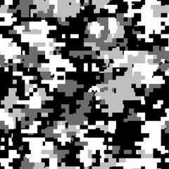 Black and white camouflage seamless pattern