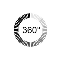 360° Icon. Rotate Arrow, Virtual Reality. Panoramic, Wide Degree Symbol.