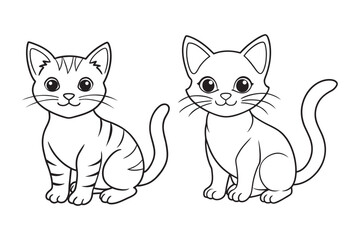 cute Kitten line art Vector illustration.