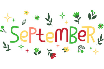 Hello September. Hand written, vector illustration  