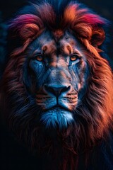 Naklejka premium Angry lion illustration with vibrant colors