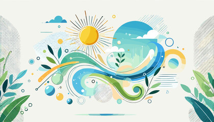 The concept of the image of a beautiful world of mutual support. Vector illustration.