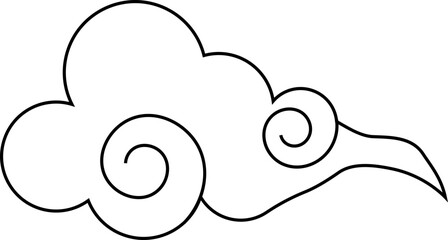 Japanese cloud asian traditional wavy curly ornament. China ornament, eastern decoration doodle, line. Cloud flow with the wind in the sky