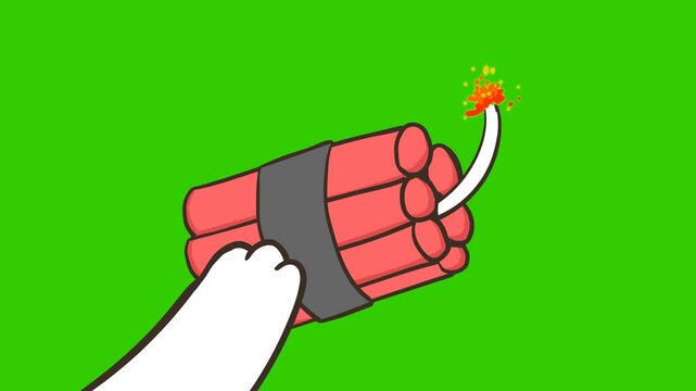 Animated Cat with TNT Explosives