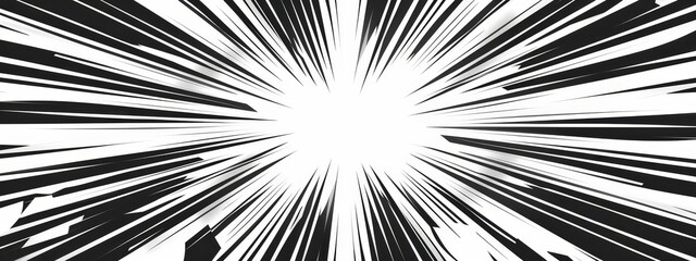  A monochrome starburst at the center, contrasting against a white and black background The backdrop is a blend of black and white
