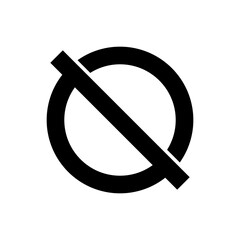 Null Icon. Zero, Nothing. Forbidden, Void Symbol. 
