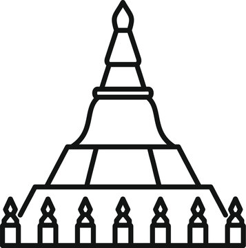 recommend clip art: Line art illustrating phra pathom chedi, the tallest stupa in thailand and an important buddhist pilgrimage site