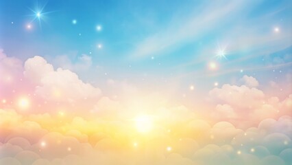 Naklejka premium Soft, serene pastel gradient background featuring gentle blends of light blue, yellow, and pink hues in a calming atmosphere.