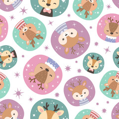 Cute Reindeer Seamless Pattern